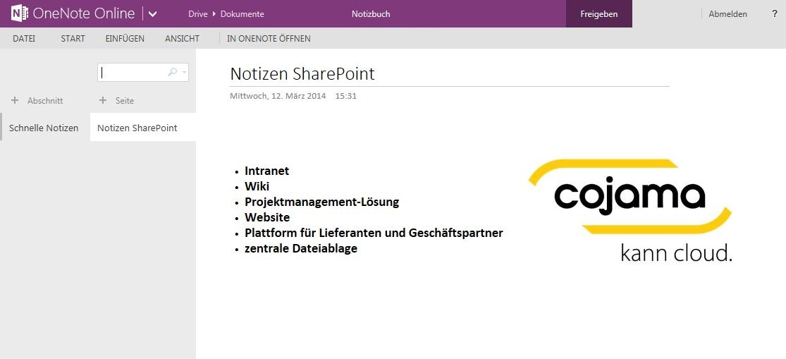 SharePoint und OneNote Online von cojama