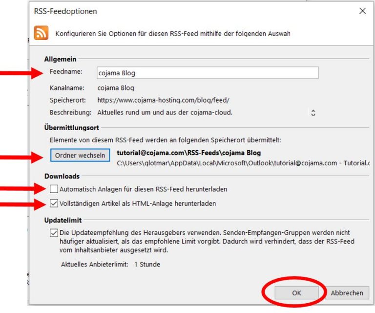 RSS Feed In Outlook Hinzuf gen Cojama Blog