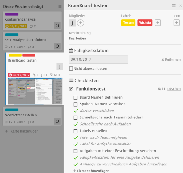 SharePoint BrainBoard Aufgabenverwaltung