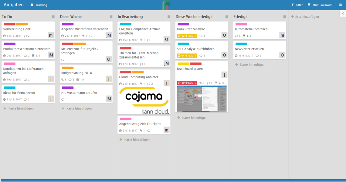 BrainBoard Einsatzmöglichkeit Aufgabenverwaltung