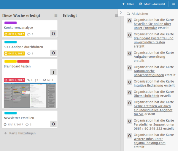 SharePoint BrainBoard Aktivitäten